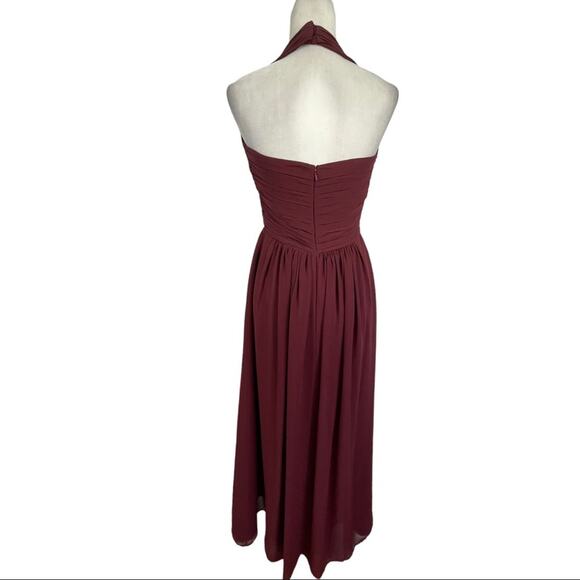 Bill Levkoff Halter Style Gown Maxi Dress Wine Burgundy Size 6 - Picture 5 of 7